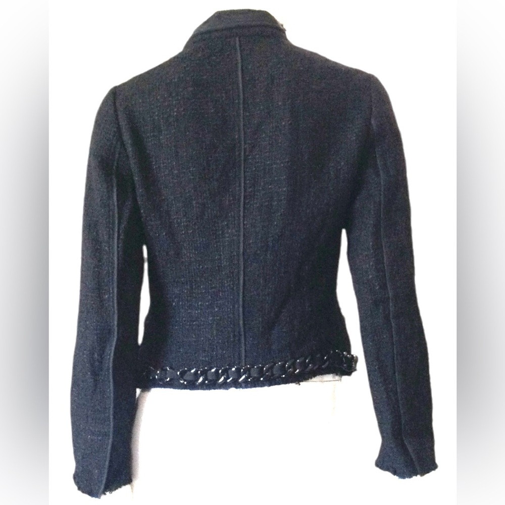 Prada - Black Tweed Chain Embellished Jacket Sz 42 - Picture 7 of 16